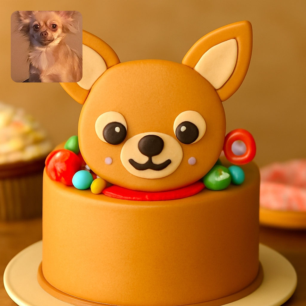 A small fluffy dog with large ears and expressive eyes sits calmly, its fur glowing warmly under soft lighting, looking like it's ready for a close-up but caught mid-thought.