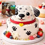 A spotted dog in a red harness leans over the chair like a very polite game-show host — an owl statue stares from the top shelf, a framed selfie photobombs from a bookshelf, and the TV behind them is showing a lush jungle backdrop. The whole scene screams 'I run this household.'