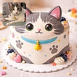 A close-up portrait of a calm and curious cat with green eyes and a pink nose, lounging comfortably on a soft green quilt. The cat wears a collar with a bell and a yellow charm, and the background is softly blurred, emphasizing the feline's expressive face and relaxed posture.