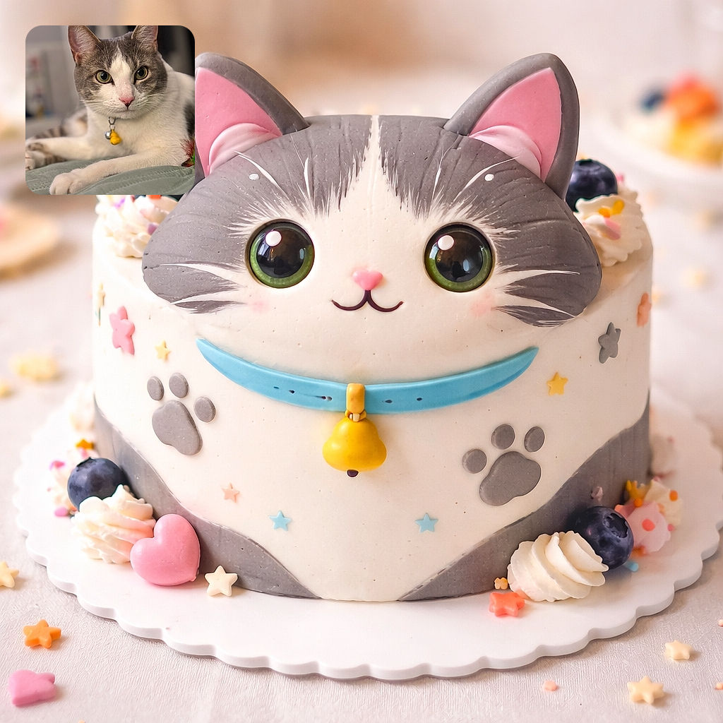 A close-up portrait of a calm and curious cat with green eyes and a pink nose, lounging comfortably on a soft green quilt. The cat wears a collar with a bell and a yellow charm, and the background is softly blurred, emphasizing the feline's expressive face and relaxed posture.