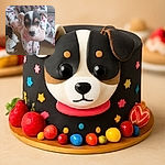 A tiny puppy with adorable big eyes is being held gently by a person wearing colorful pajamas covered in cartoon characters. Another small puppy is visible in the background, sitting on a beige carpet, creating a cozy and playful indoor scene.
