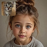 A wide-eyed kitten peers through a woven basket like a tiny furry astronaut discovering Earth, with its enormous eyes doing most of the talking and one paw politely poking into view.