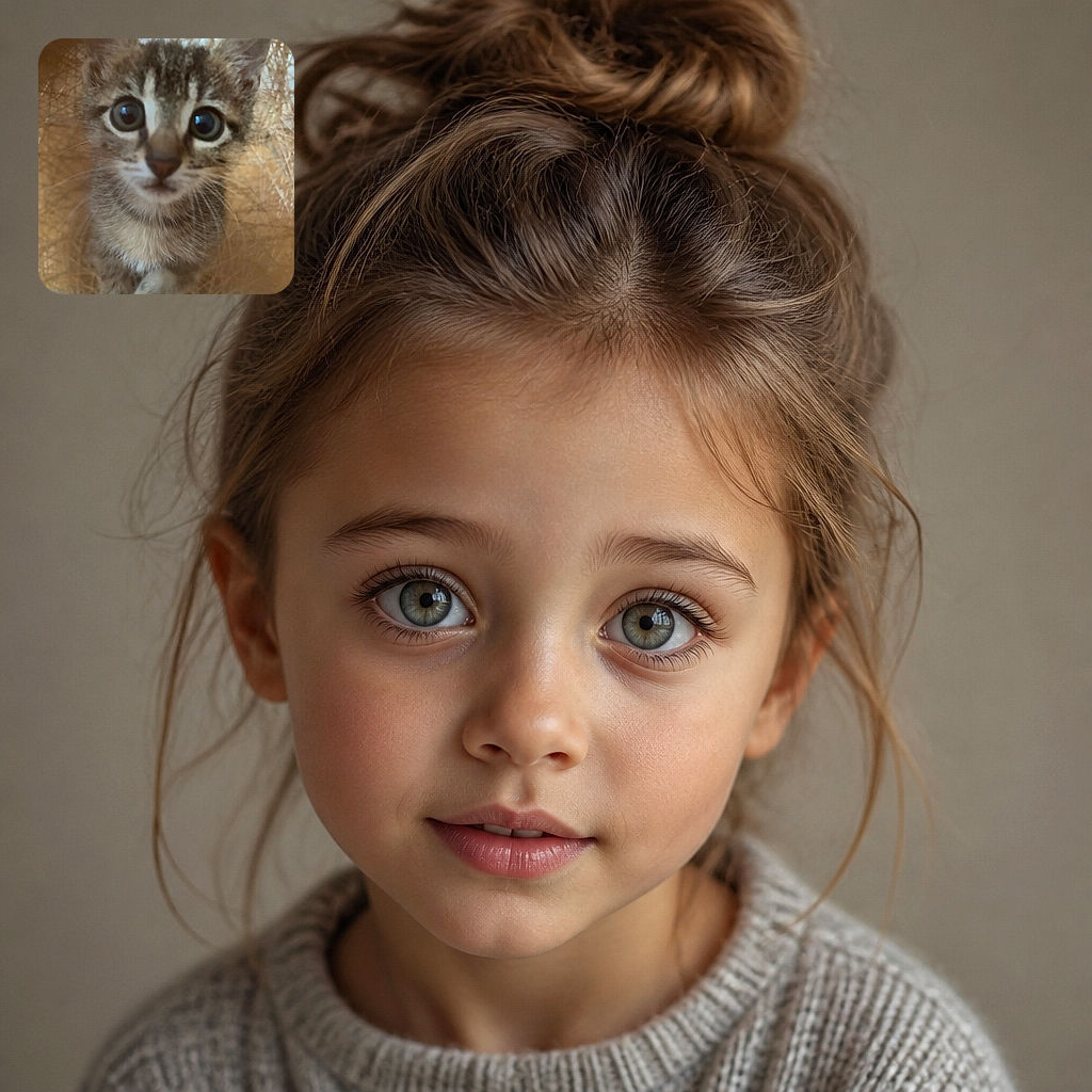 A wide-eyed kitten peers through a woven basket like a tiny furry astronaut discovering Earth, with its enormous eyes doing most of the talking and one paw politely poking into view.