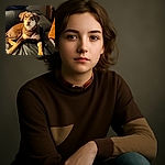 A relaxed brown and tan dog lounges comfortably on a black leather couch, looking up with curious eyes and a slightly tilted head, bathed in warm indoor lighting that highlights its soft fur and gentle expression.