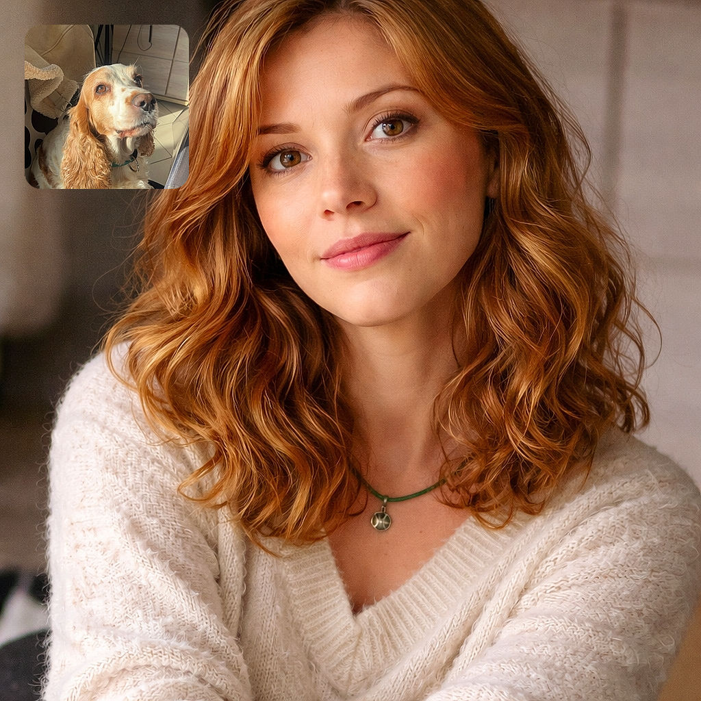 A charming dog with curly ears and soulful eyes basks in warm sunlight indoors, sitting comfortably on a patterned chair with cozy blankets and household furniture around.