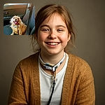 A scruffy, happy dog with its tongue out sits eagerly on a car seat, looking like it's ready for an adventure or just a joyride. The sunlight filters through the car window, highlighting its fluffy fur and cheerful expression.