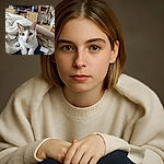 A curious cat nestled comfortably in a cozy blanket, peering up with wide, attentive eyes in a warmly lit living room filled with festive decorations and a cat tree in the background.
