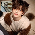 A fluffy, wide-eyed Persian/Himalayan cat stares up like it's plotting a cuddle heist — surrounded by slippers on tile, tail fluffed and utterly unimpressed with human footwear choices.