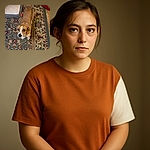 A curious dog with big, soulful eyes looks up from a richly patterned rug next to a cozy dog bed, as if wondering if it's time for a walk or a treat.