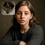 A cozy tabby cat nestled in a fluffy, shaggy blanket, eyes half-closed in sleepy contentment, perfectly blending into the soft textures around it.