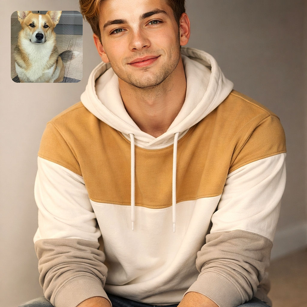 A dignified corgi sits patiently behind a glass door, looking like it's judging your life choices with those big, expressive eyes and perky ears. The cozy indoor setting adds a homey vibe to this canine portrait.