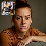 A close-up portrait of a charming French Bulldog lounging on a cozy gray blanket with a soft, blurred background that adds warmth and focus to the dog's expressive face and big ears.