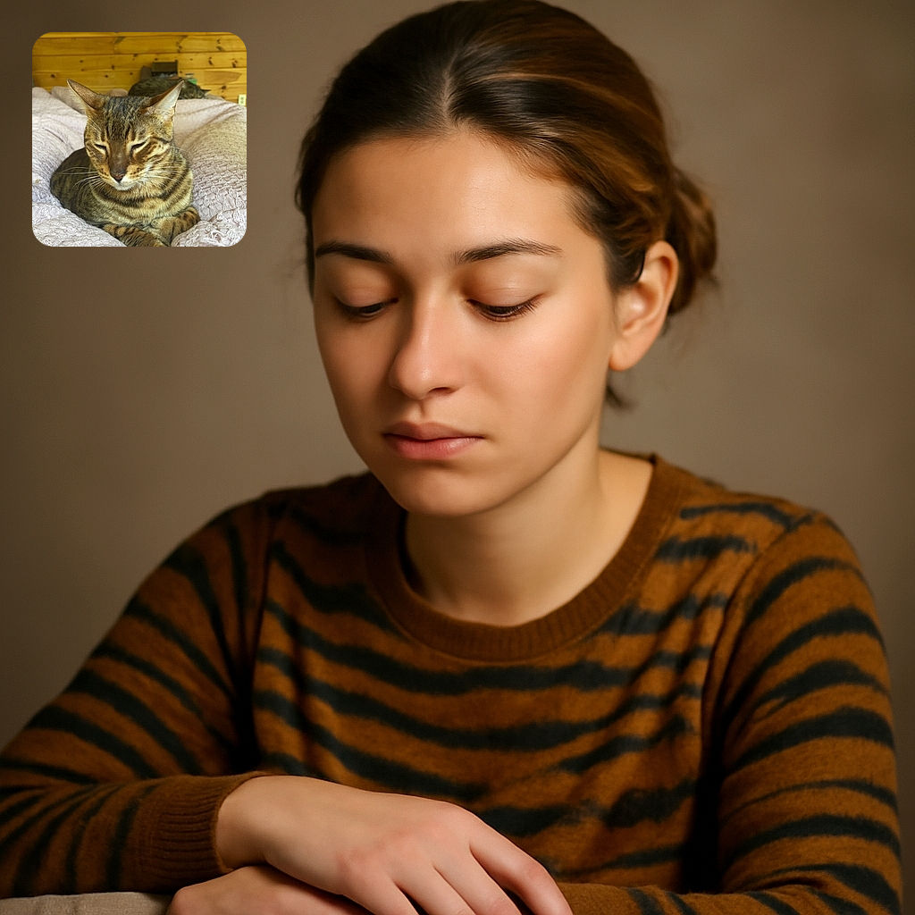 A serene tabby cat with beautiful stripes is peacefully napping on a textured pink blanket in a cozy wooden room, with another cat blurred in the background adding depth to the tranquil scene.