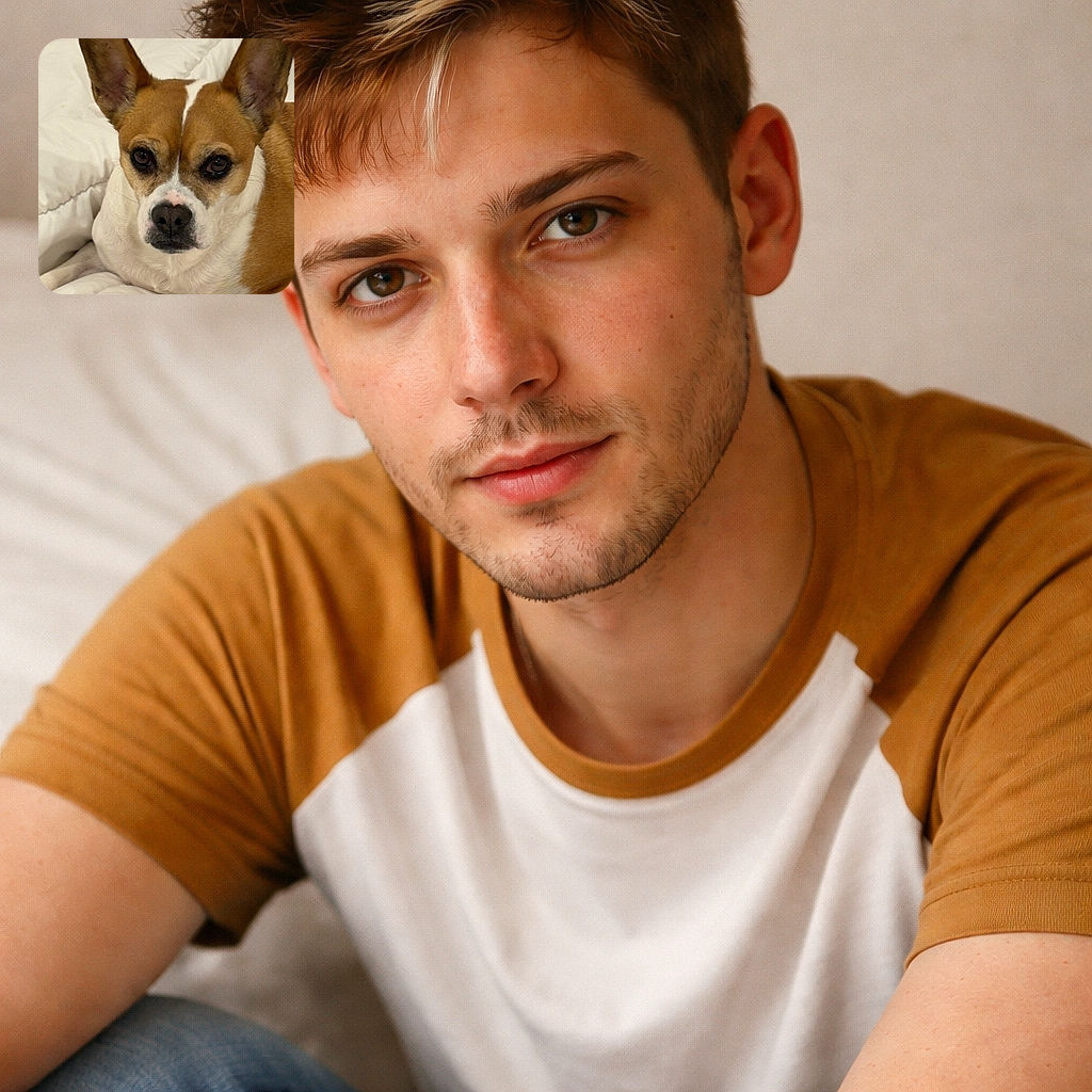 A close-up of a charming dog with large ears, resting comfortably on a white, fluffy bed. The dog's expressive eyes and unique facial markings make it look like it's pondering deep doggy thoughts while enjoying a cozy nap spot.