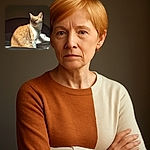 A majestic ginger and white cat basks in a warm patch of sunlight on a cozy bed, looking contemplative and regal as if pondering the mysteries of the universe while perfectly framed by soft shadows and a wooden headboard.