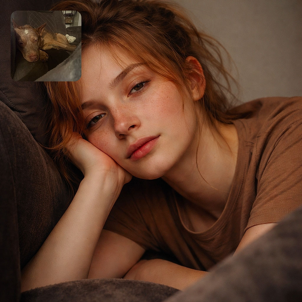A cozy, dozy dog sprawled across a recliner like it owns the place — one sleepy snout and one paw hanging off the cushion while the living room waits patiently.