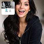 A black dog wearing a green party hat stands on a tiled floor looking up with a slightly blurry expression. The photo is a screenshot of a pet contest webpage, showing the dog's name 'Poupette' and voting details, with various UI elements and ads visible around the image.