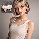 A curious pale kitten prowls across a rumpled bed, one eye cloudy and the other peeking toward the camera like a tiny pirate considering mischief. Soft fur, big ears, and a dramatic shadow do all the posing while the duvet provides an unimpressed runway.