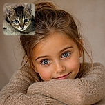 A wide-eyed tabby kitten stares into the camera like it has just discovered the most suspicious thing in the universe, cozy and bundled on a fluffy blanket.