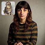 A beautifully detailed tabby cat sits gracefully on a wooden bath tray, its golden eyes wide and curious, with a soft, blurred background that highlights its striped fur and poised posture.