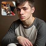 Two cats are chilling on a cozy blanket, one looking relaxed and sleepy while the other seems to be deep in thought, all wrapped up in a warm, homely corner with soft lighting and a splash of colorful fabric.