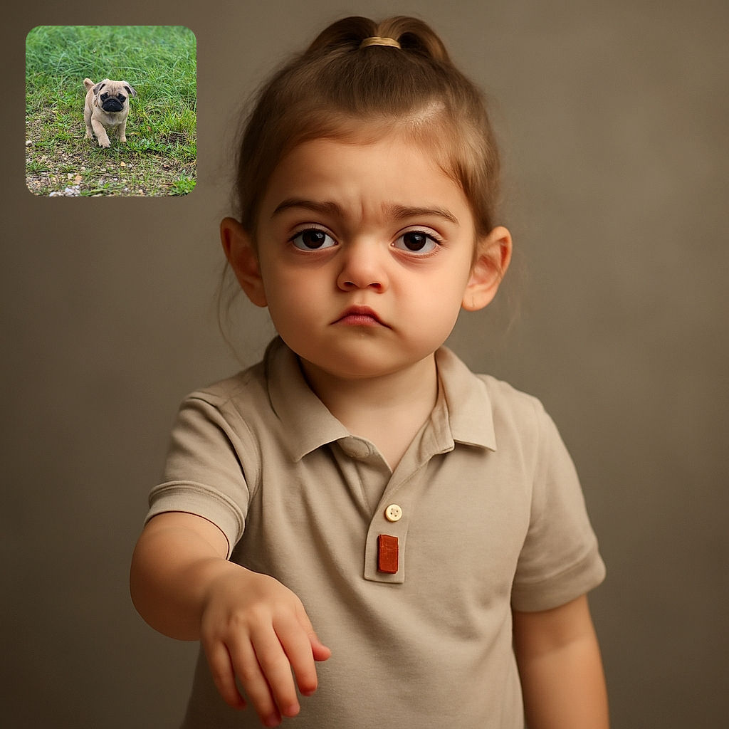 A cute little pug puppy is confidently strutting through a patch of grass and small rocks, looking like the boss of the backyard with its adorable wrinkled face and tiny paws.