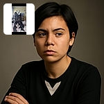 A dignified black French Bulldog with a striking white chest patch poses regally on a soft bed. The background is softly blurred, highlighting the dog's shiny coat and expressive eyes, giving off a vibe of quiet contemplation and canine royalty.