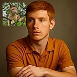 A curious orange tabby cat perched confidently among leafy branches, gazing off into the distance with sharp amber eyes and a poised expression, blending perfectly with the vibrant greenery around.
