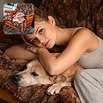 A tan dog has claimed the vintage wooden armchair like a sleepy monarch, sprawling on a patterned blanket while surveying the porch. A spotted ceramic leopard watches from the shelf as the pup perfects the art of relaxed indifference.