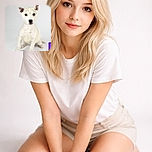 A charming young puppy sits attentively against a plain white backdrop, looking straight into the camera with curious eyes and perky ears, ready to be adopted.