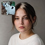 A dignified black-and-white cat sits on a weathered wooden deck, giving the camera a wonderfully unimpressed stare while garden leaves and a planter frame its outdoor throne.