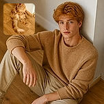 Two fluffy orange cats are lounging on a wooden floor, with one sitting upright like a tiny monarch while the other reclines dramatically in a pose that says, “I meant to fall this way.” Their luxurious tails and matching ginger fur turn the scene into a furry cinnamon-roll tableau.