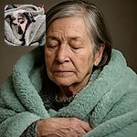 A cozy dog wrapped snugly in a soft, fluffy blanket, peacefully napping with its eyes closed, creating a warm and comforting scene perfect for a lazy day.