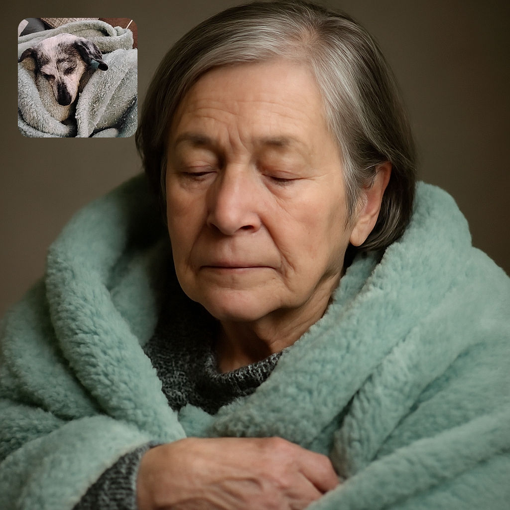 A cozy dog wrapped snugly in a soft, fluffy blanket, peacefully napping with its eyes closed, creating a warm and comforting scene perfect for a lazy day.