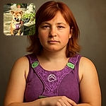 A dignified Shiba Inu wearing a vibrant purple harness sits gracefully on a stone ledge beside a garden pond, basking in the warm sunlight with a serene and slightly contemplative expression.