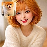 A fluffy, adorable Pomeranian dog with a perfectly groomed teddy bear cut, looking up with big, shiny eyes and a tiny tongue sticking out, standing on a carpet with a cozy, warm background.