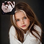 A fluffy white-and-brown cat stares into the camera with the intense focus of a tiny detective, perched on a starry surface while looking ready to solve the mystery of who moved the treats.