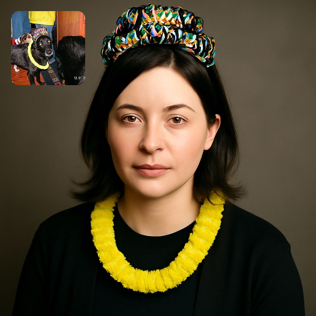Three dogs are gathered indoors, with one wearing a festive 'Happy New Year' headband and a yellow lei, celebrating in style while the others look on. The date stamp in the corner adds a nostalgic early 2000s vibe to this candid party snapshot.
