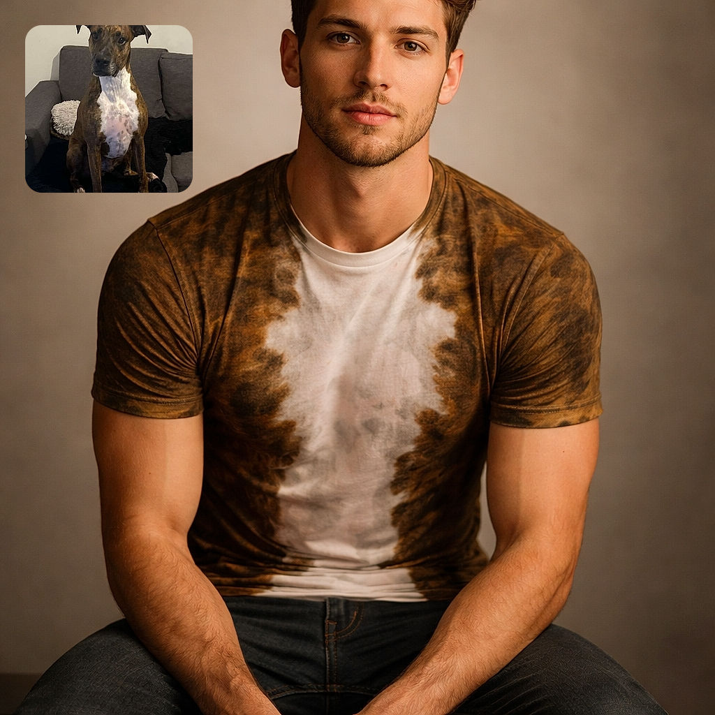 A regal brindle dog sits squarely on a gray couch like it owns the place, chest puffed and ears tilted in mild judgment. Plain wall behind, a fluffy round pillow and a black blanket on the seat — the phone status icons peek at the top as if the dog timed the selfie. Soft indoor lighting, attentive eyes locked on the camera, and a posture that says 'treats, please.'