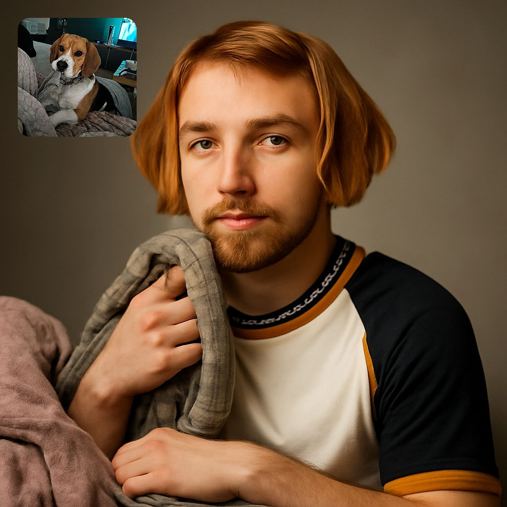 A charming beagle wrapped in cozy blankets looks like it's plotting a grand heist involving all the softest throws in the house, with eyes full of innocent mischief and a towel casually held like a prize.