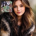 A fluffy, fox-faced dog peeking out from under glossy green leaves like it's auditioning for 'Best Garden Napping Extra' — surrounded by delicate snowdrops and a carpet of crunchy leaves, it looks both regal and slightly guilty.
