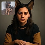 A loyal German Shepherd sits attentively on a wooden floor against a plain white wall, ears perked up and eyes full of curiosity, ready for a command or a treat.