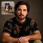 A handsome dog lounges regally on a patterned cushion, basking in the warm sunlight streaming through a nearby window, with a slightly serious gaze that says, 'I'm the boss here.'