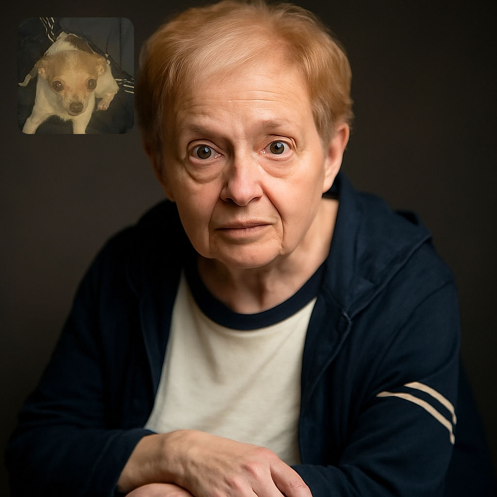 A small dog with big, curious eyes is nestled in a dark, cozy spot. The lighting is dim, making the image a bit grainy but the dog's expression is endearing and full of personality.