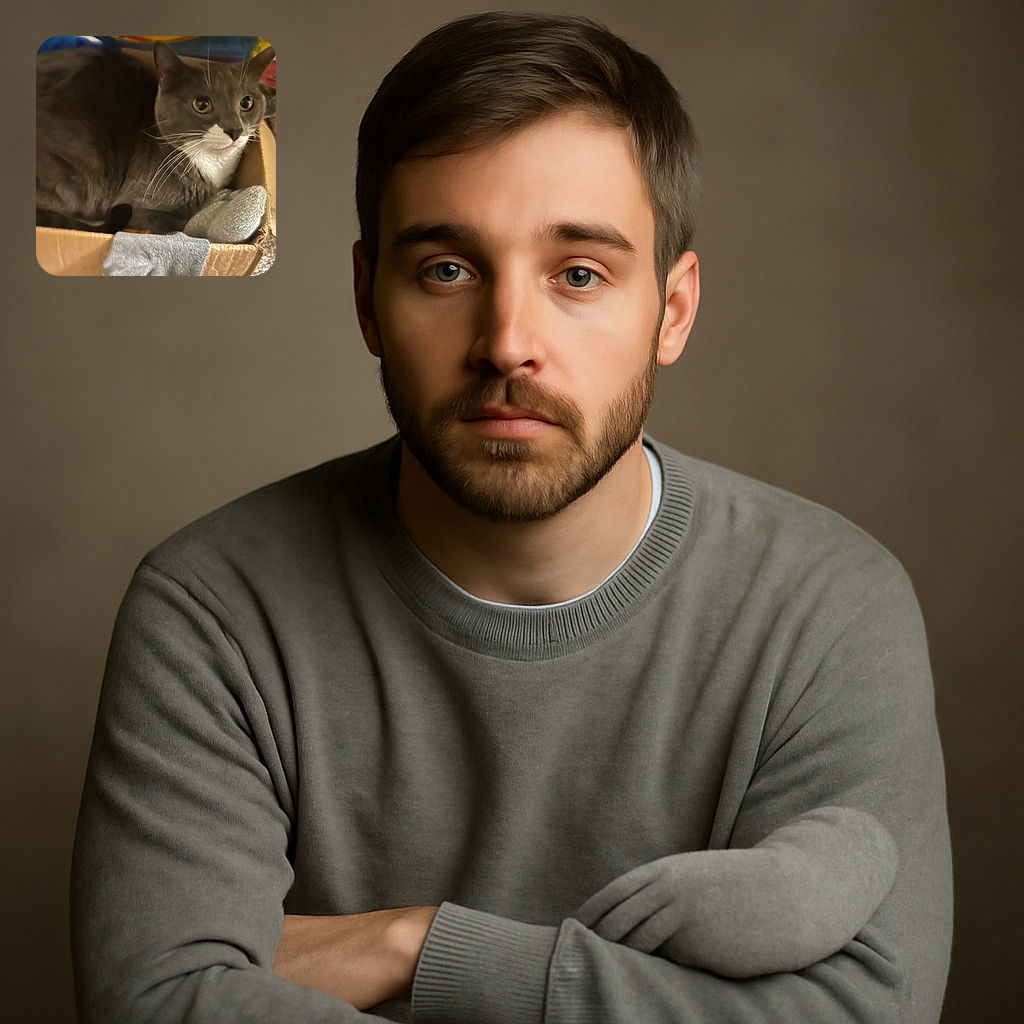 A cozy gray and white cat snugly nestled in a slightly worn cardboard box, surrounded by soft socks, with curious eyes gazing off camera, creating a warm and homely scene.
