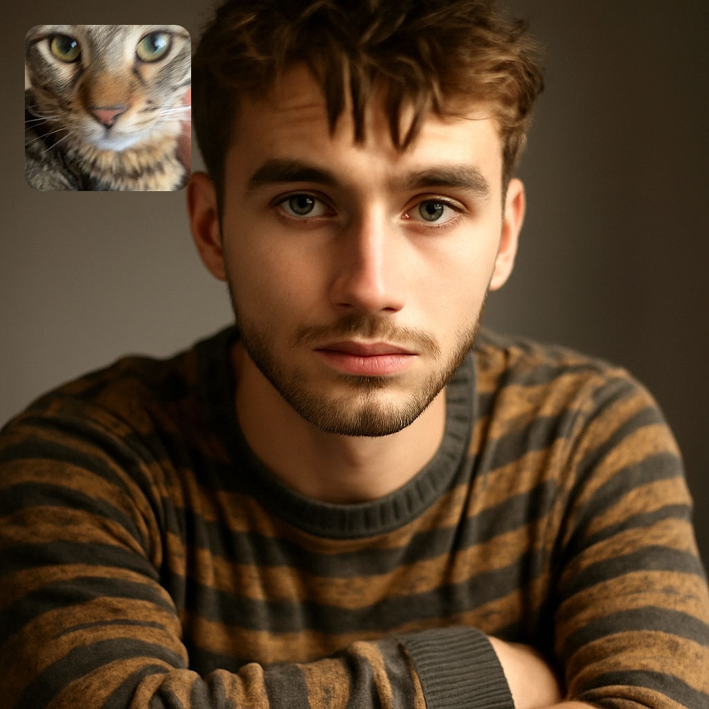A close-up shot of a tabby cat's face that is notably blurry, making the details soft and out of focus, as if the cat moved just as the picture was taken.