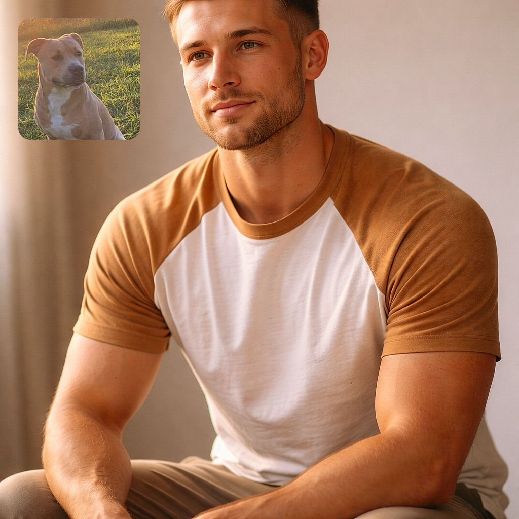 A dignified brown dog striking a sunset pose like it's auditioning for 'Golden Hour Model of the Year' — chest proud, one ear casually flopped, and the backlight giving its whiskers a cinematic halo.