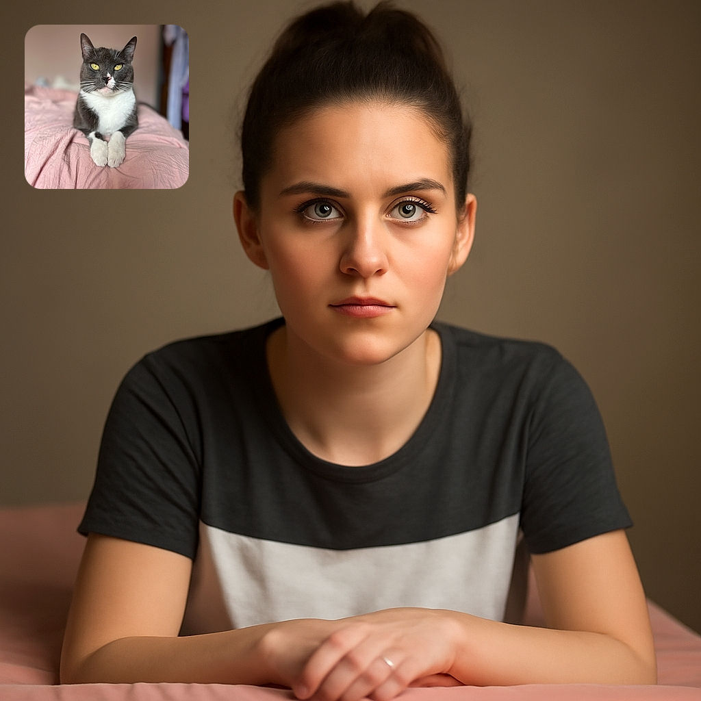 A regal gray and white cat lounges elegantly on a wrinkled pink blanket, staring directly into the camera with mesmerizing yellow eyes, as if silently judging the photographer's life choices.