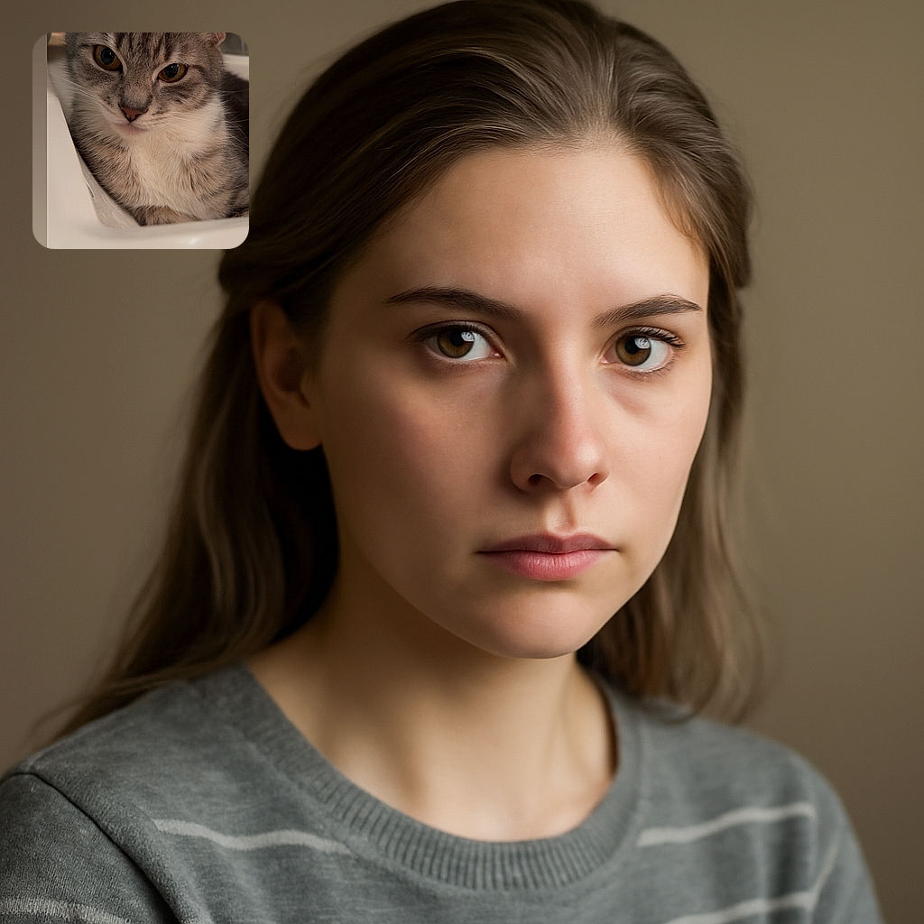 A close-up photo of a calm tabby cat lounging comfortably in what appears to be a white sink, with its expressive amber eyes gazing directly at the camera, showcasing its soft fur and serene demeanor.