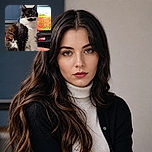 A majestic black-and-white cat sits upright like a tiny tuxedoed executive, staring into the camera with the serious expression of someone auditing the colorful flower field glowing on the television behind it.
